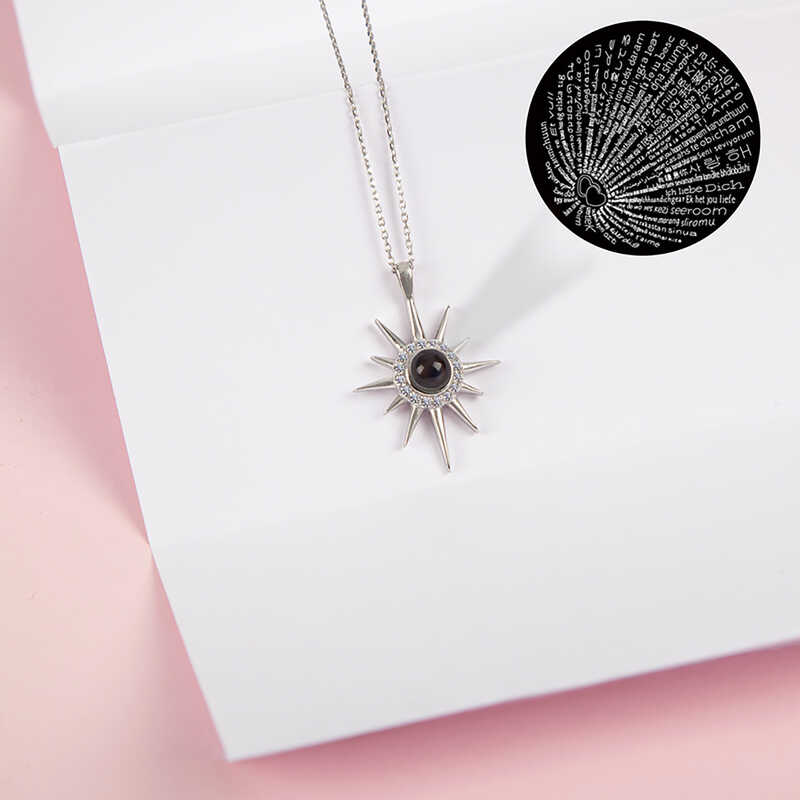 925 Ayar Gumus 100 Dilde Seni Seviyorum Kutup Yildizi Kadin Kolye