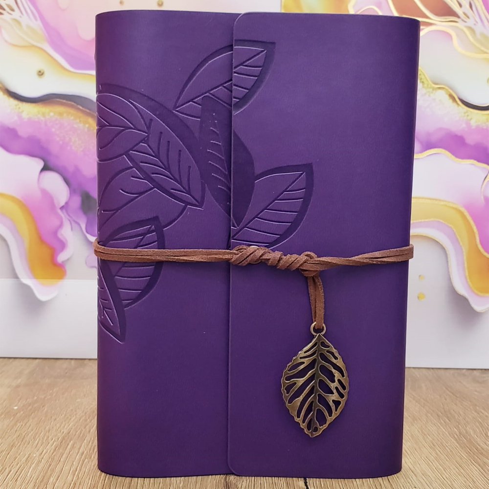 Yaprak Desenli Cizgisiz Deri Defter