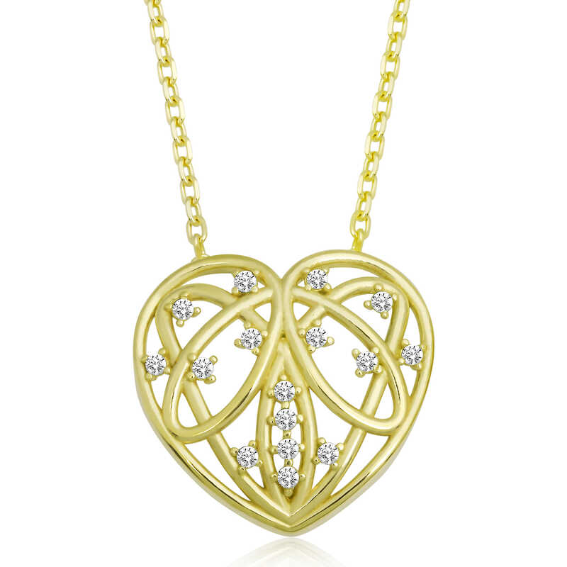 925 Ayar Gumus Bombeli Kalp Kadin Gumus Kolye