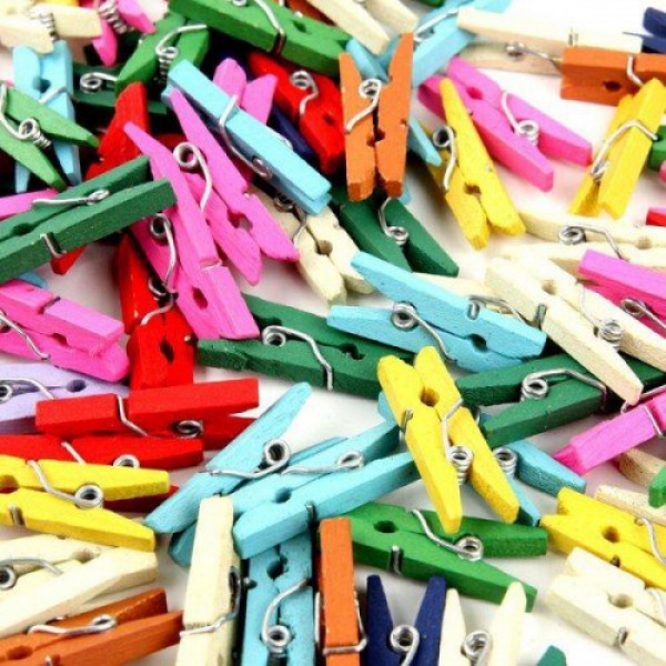 50'li Renkli Ahsap Fotograf Mandal 3.5cm (10'lu Paket-500 Adet)