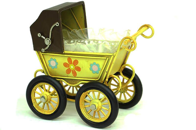 Dekoratif Metal Bebek Arabasi Biblo Vintage Hediyelik