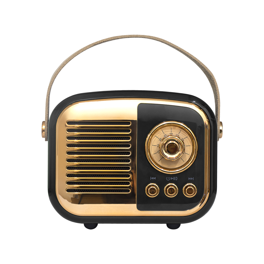 MIKADO MD-24BT, Echoes, Siyah, 3W, Tasinabilir, USB/TF Kart/Bluetooth, 800mAh, Klasik Retro Muzik Kutusu