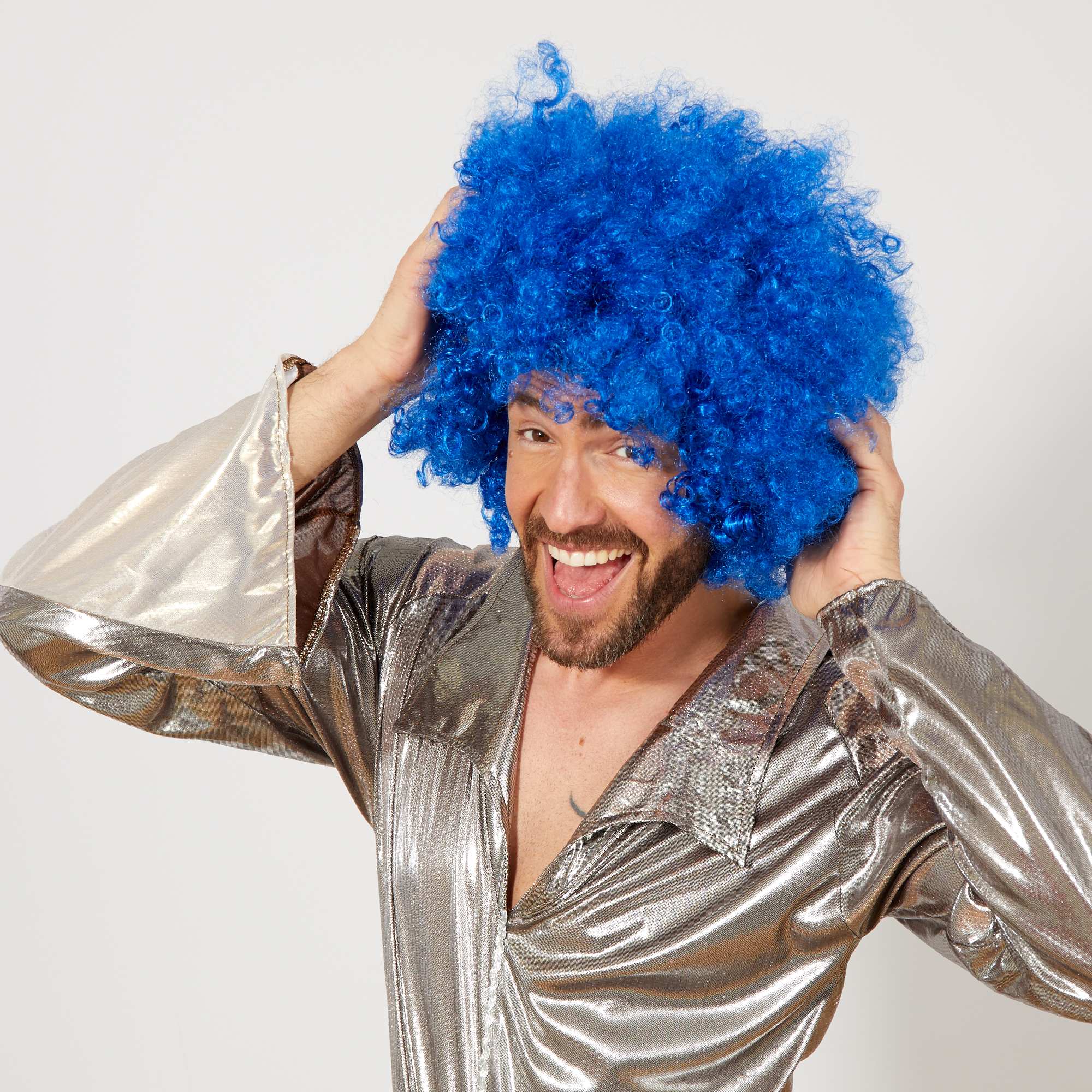 Mavi Renk Kivircik Afro Bonus Peruk