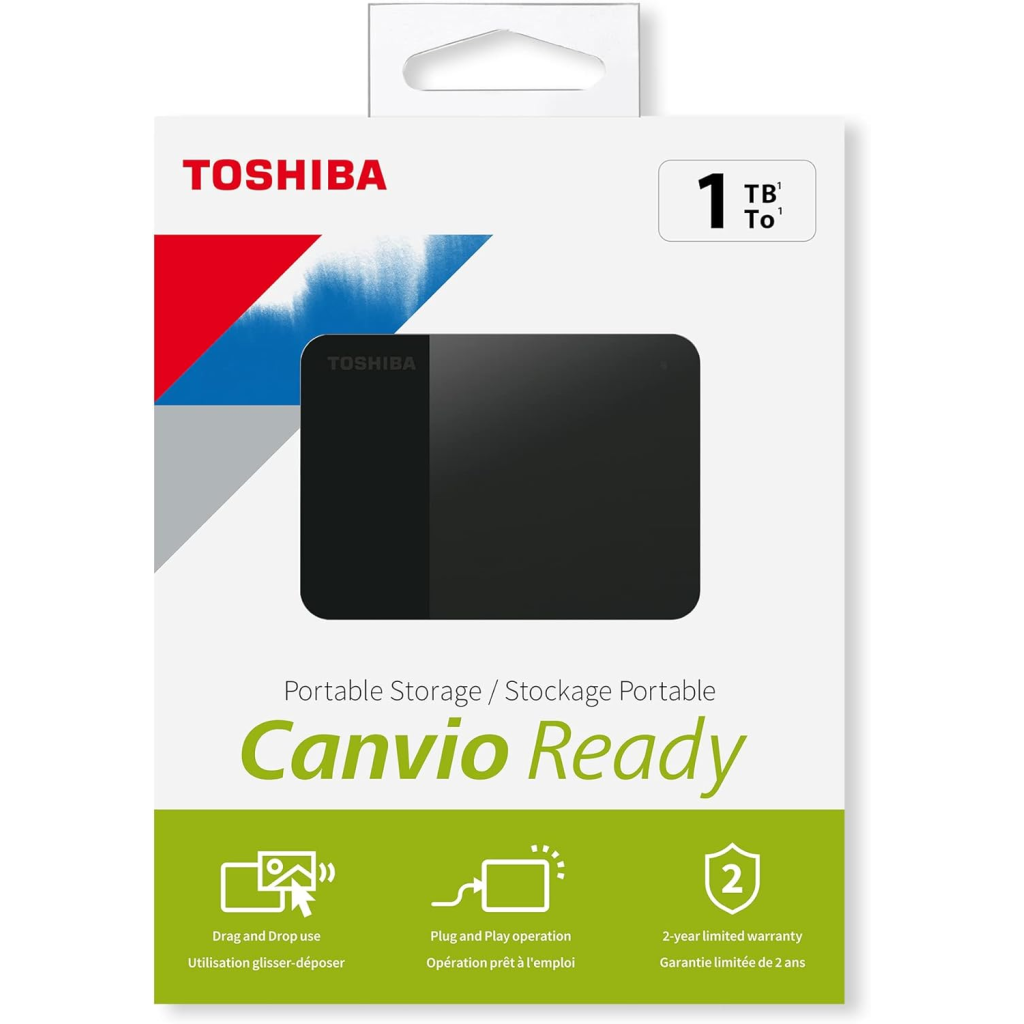 TOSHIBA HDTP310EK3AA, Canvio Ready, 1TB, 2.5" USB 3.0, Tasinabilir, Harici HDD, (Black)