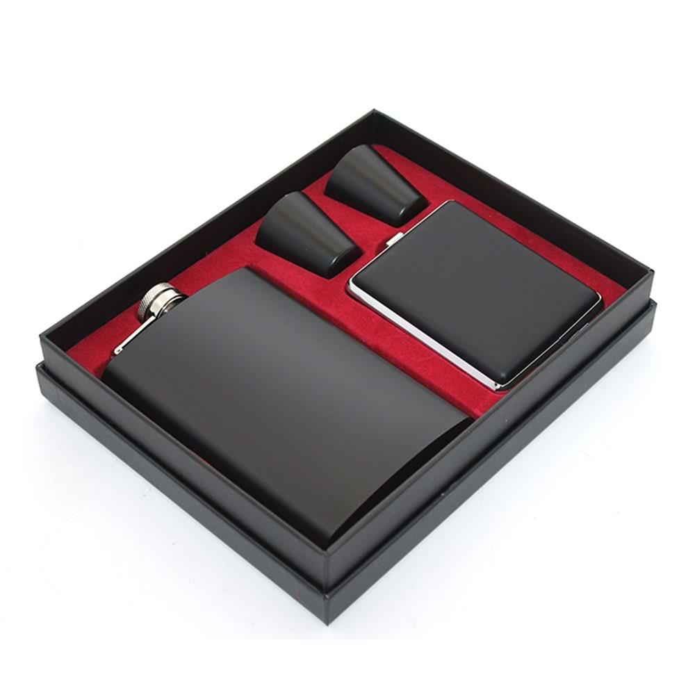 Paslanmaz Celik 2 Shot Bardak Sigara Tabakali Matara Seti