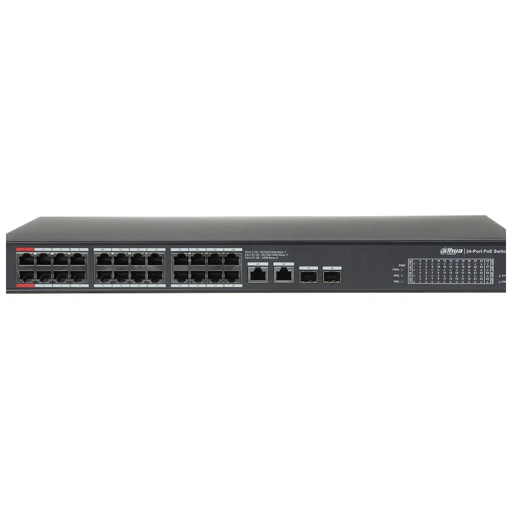 DAHUA PFS3228-24GT-360, 24 Port, GigaBit, PoE 360W, 2 Port GigaBit Uplink, 2 Port GigaBit Combo SFP, Rack Mount Switch