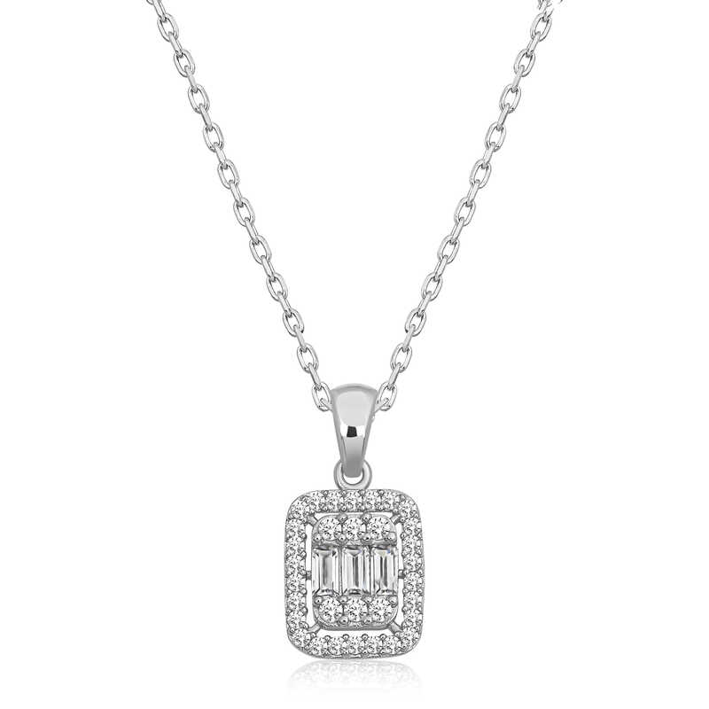 925 Ayar Gumus Baget Tasli Kadin Gumus Kolye