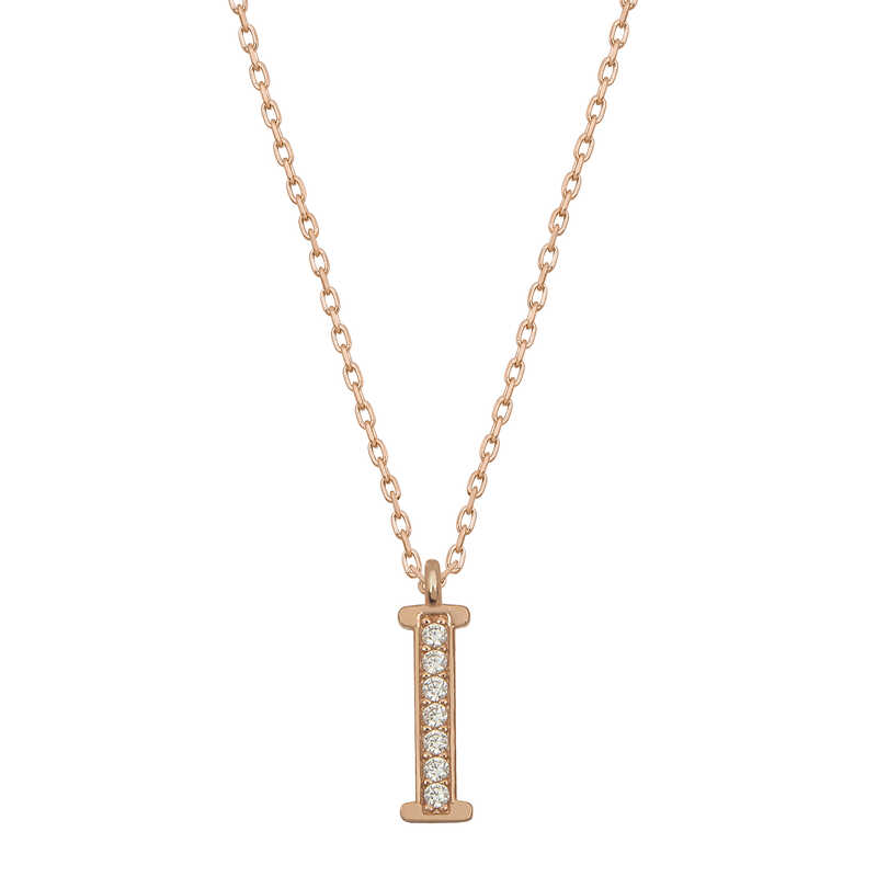 925 Ayar Gumus Rose I Harfi Kadin Gumus Kolye