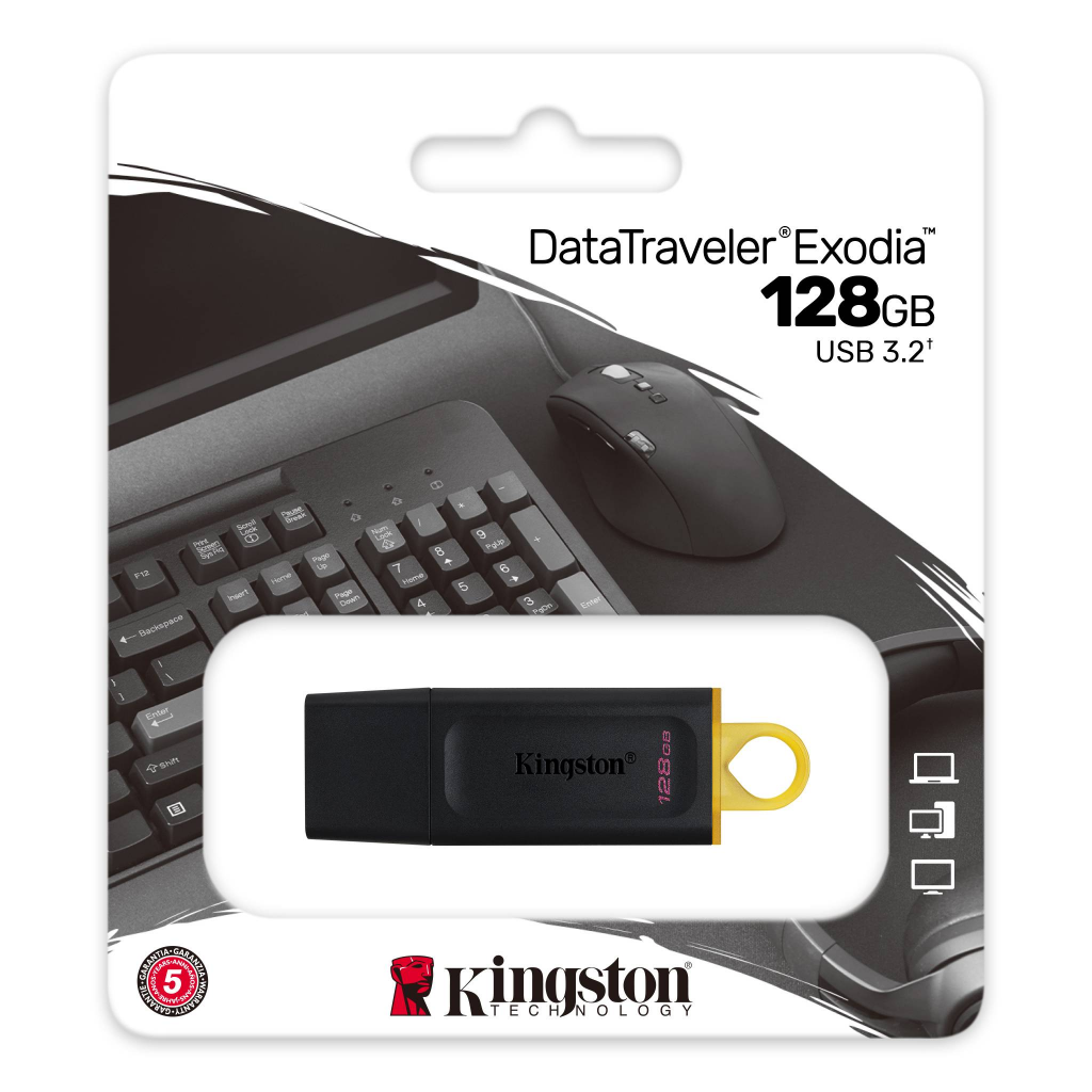KINGSTON DTX/128GB USB 3.2 Data Traveler Exodia  Gen 1 Flash Disk (Siyah - Sari)