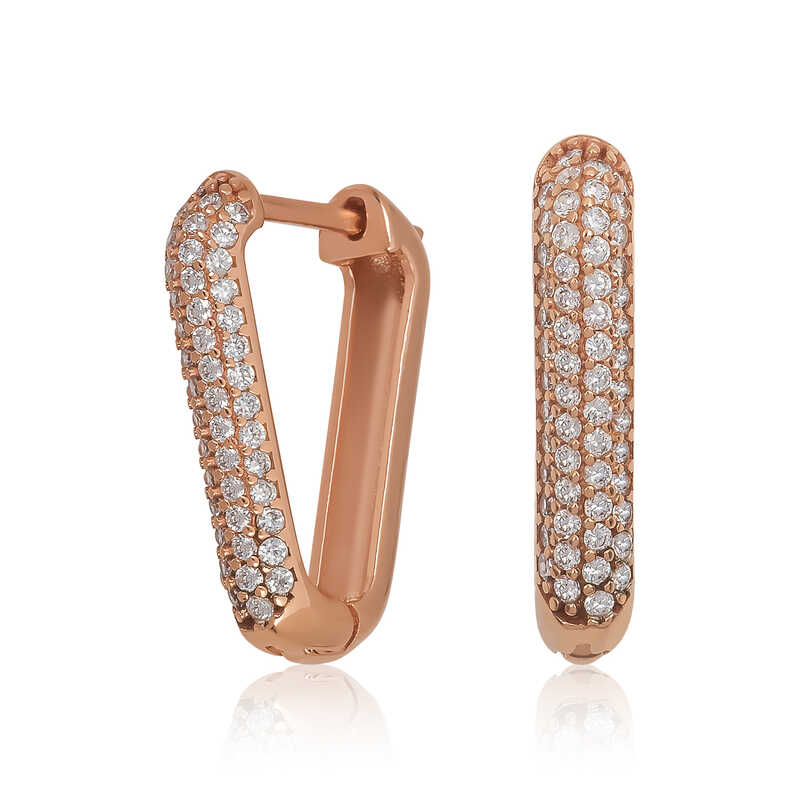 Gumus Rose Beyaz Tasli Ucgen Kupe