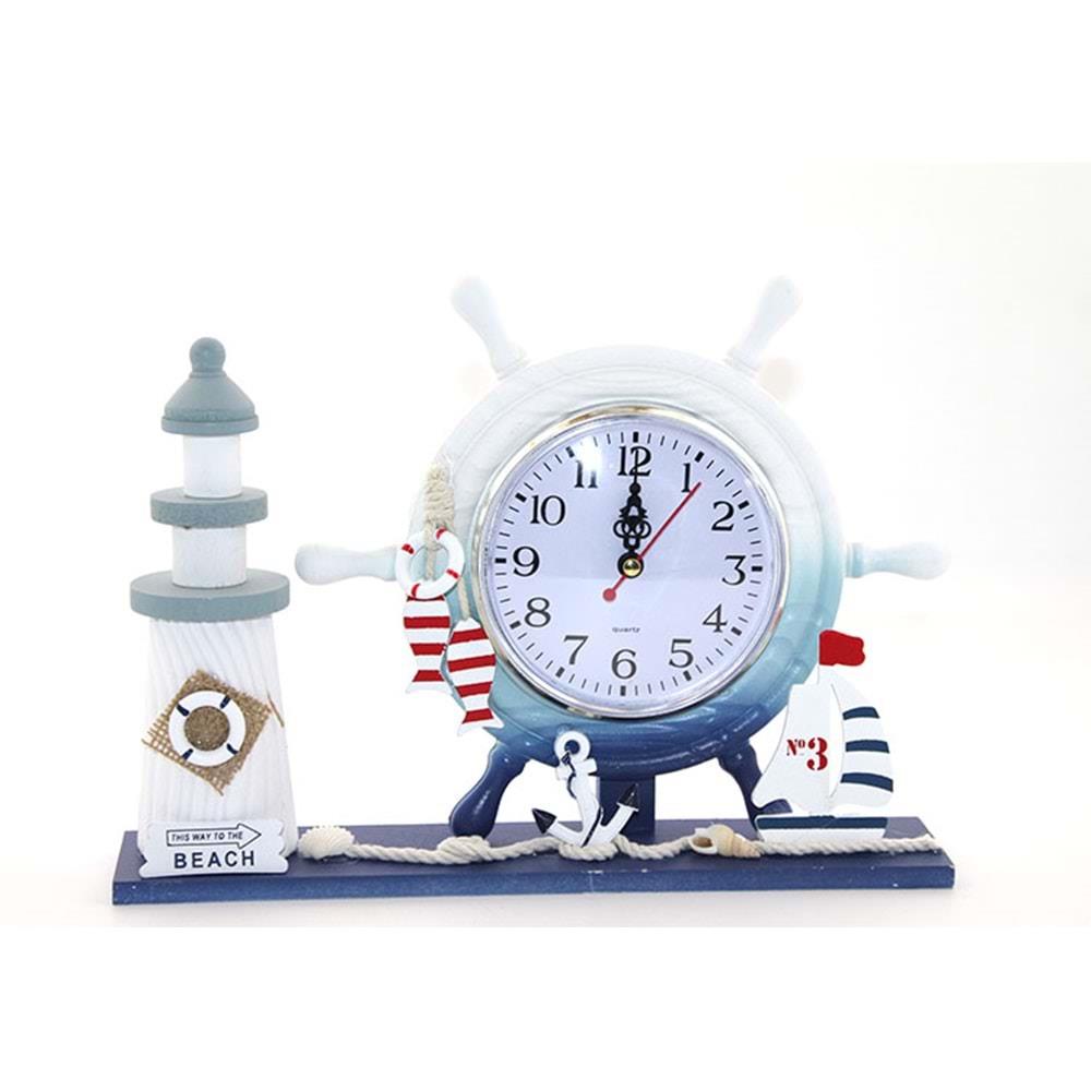 Ahsap Marin Deniz Feneri Dumenli Saat