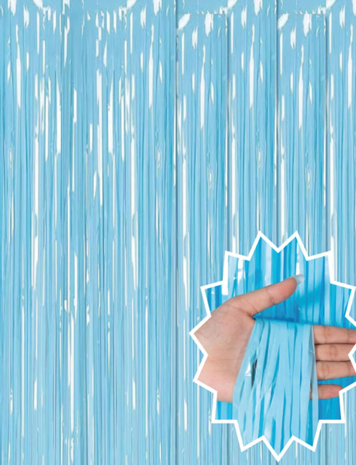 Soft Mavi Puskullu Kapi Perdesi - Parti, Baby Shower, Sunnet Susu, Cinsiyet Partisi 1x2 m