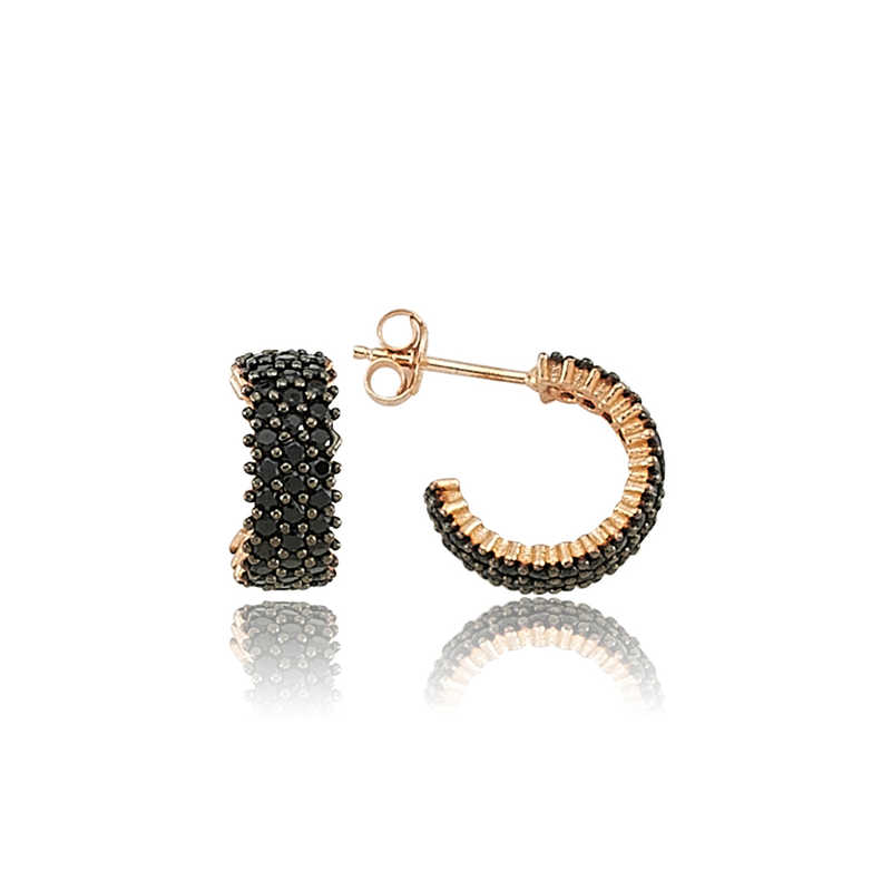 925 Ayar Gumus Tamtur Siyah Tasli Kupe