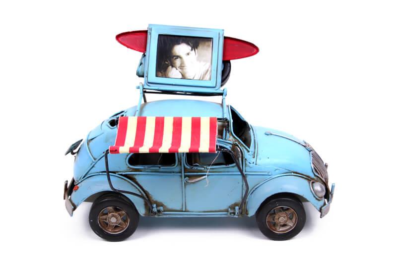 Dekoratif Metal Araba Cerceveli ve Tenteli Vintage Hediyelik