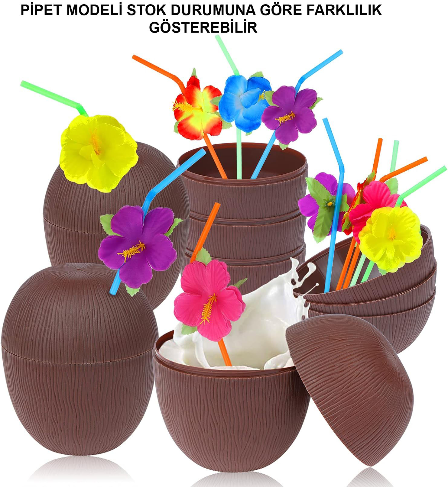 Hindistan Cevizi Hawaii Luau Aloha Pipetli Icecek Kabi Bardak 10x13 cm 1 Adet