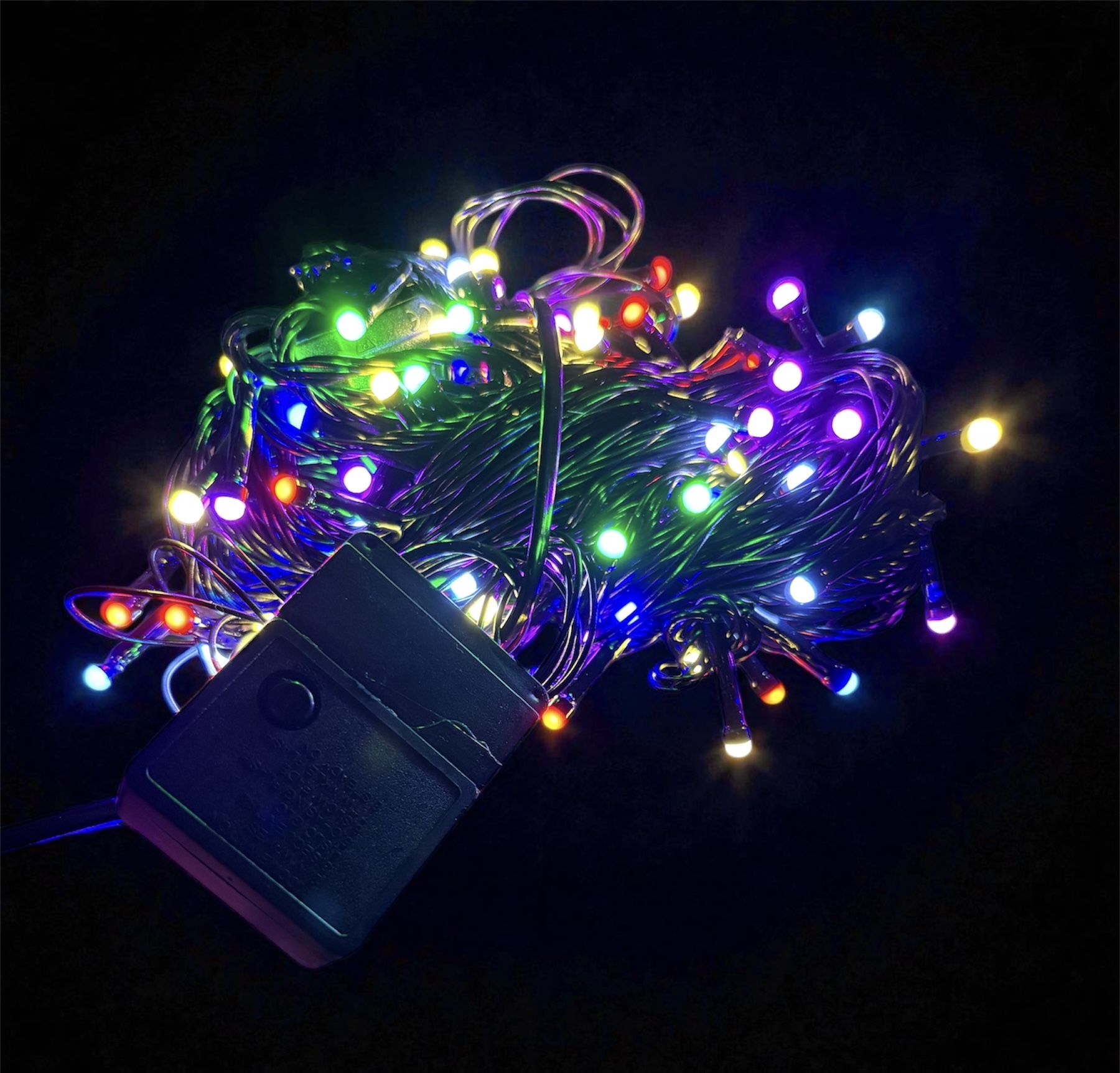 10m 100 Led Damla Uclu RGB Isik SIYAH Kablo