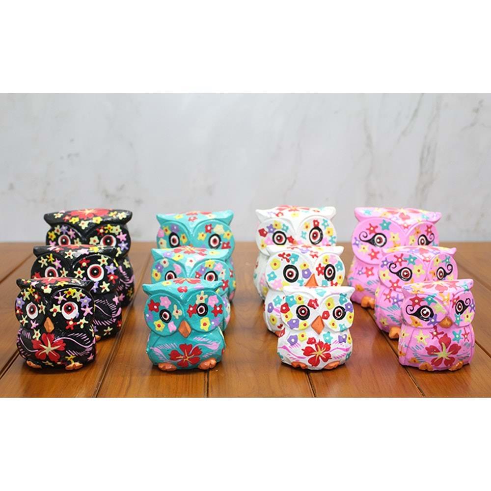 Ahsap 3'Lu Baykus Seti