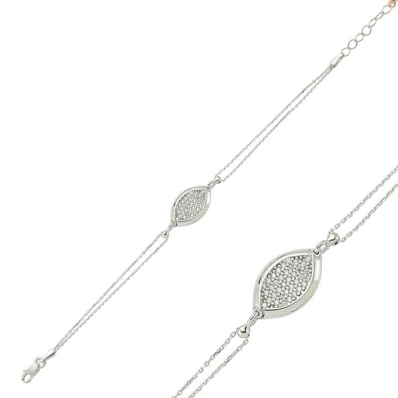 925 Ayar Gumus Beyaz Tasli Bileklik