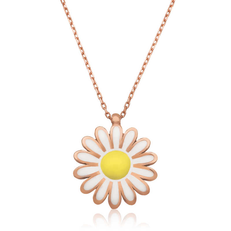 925 Ayar Gumus Papatya Kadin Gumus Kolye