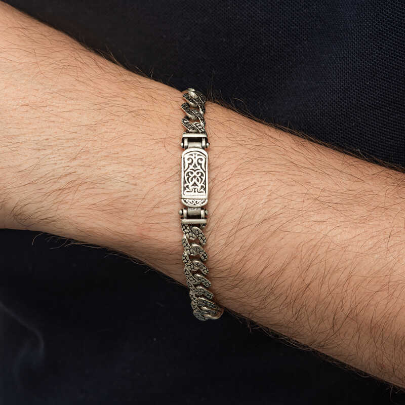 Gumus Elisi Orgu Gurmet Erkek Bileklik