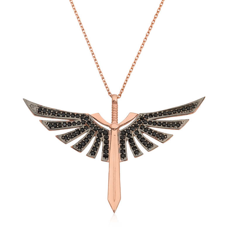 925 Ayar Gumus Mikailin Kilici Kadin Gumus Kolye