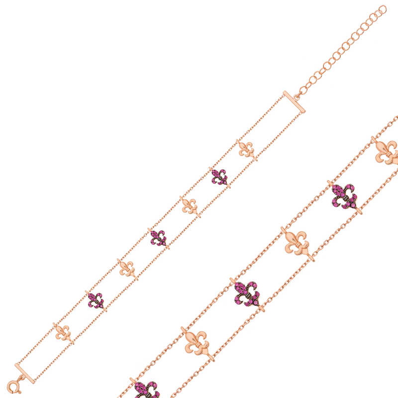 925 Ayar Gumus Rose Cicek Desenli Bileklik