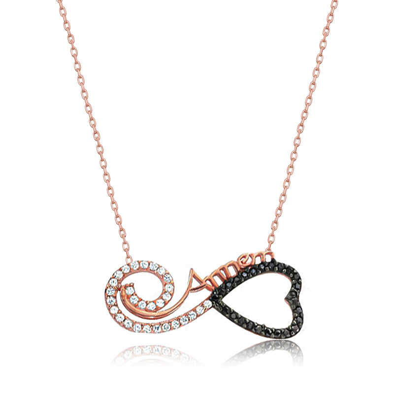 925 Ayar Gumus Kalpli Sonsuzluk Annem Gumus Kolye