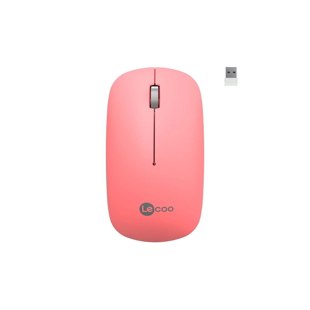 LECOO WS214, USB 2.4Ghz Kablosuz, 3 Tuslu, Mouse, 1.200 DPI, Pembe