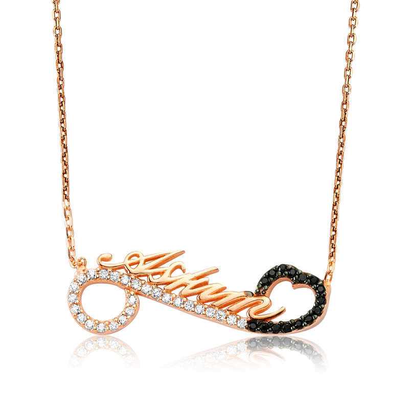 925 Ayar Gumus Askim Yazili Kalpli Kadin Gumus Kolye