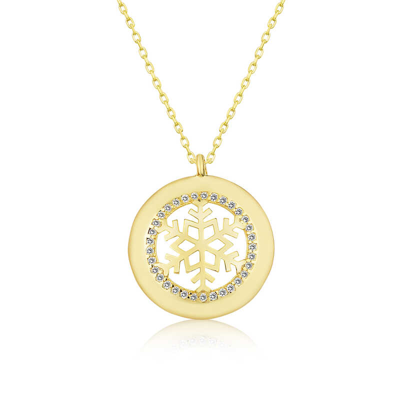 925 Ayar Gumus Gold Kar Tanesi Kadin Gumus Kolye