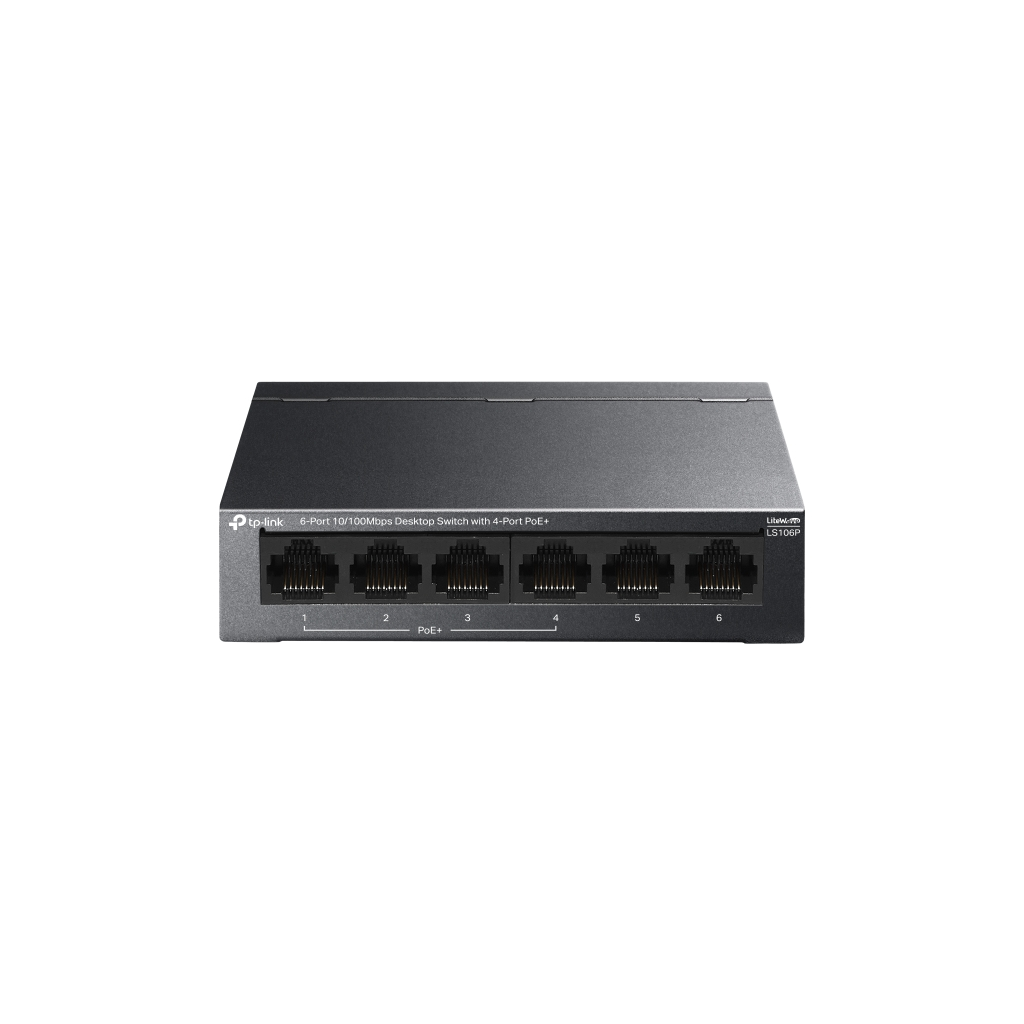 TP-LINK LS106P, Green Tech, 6 Port, MeggaBit, 4 Port PoE+ 65W, Metal Kasa, Yonetilemez, Masaustu Switch