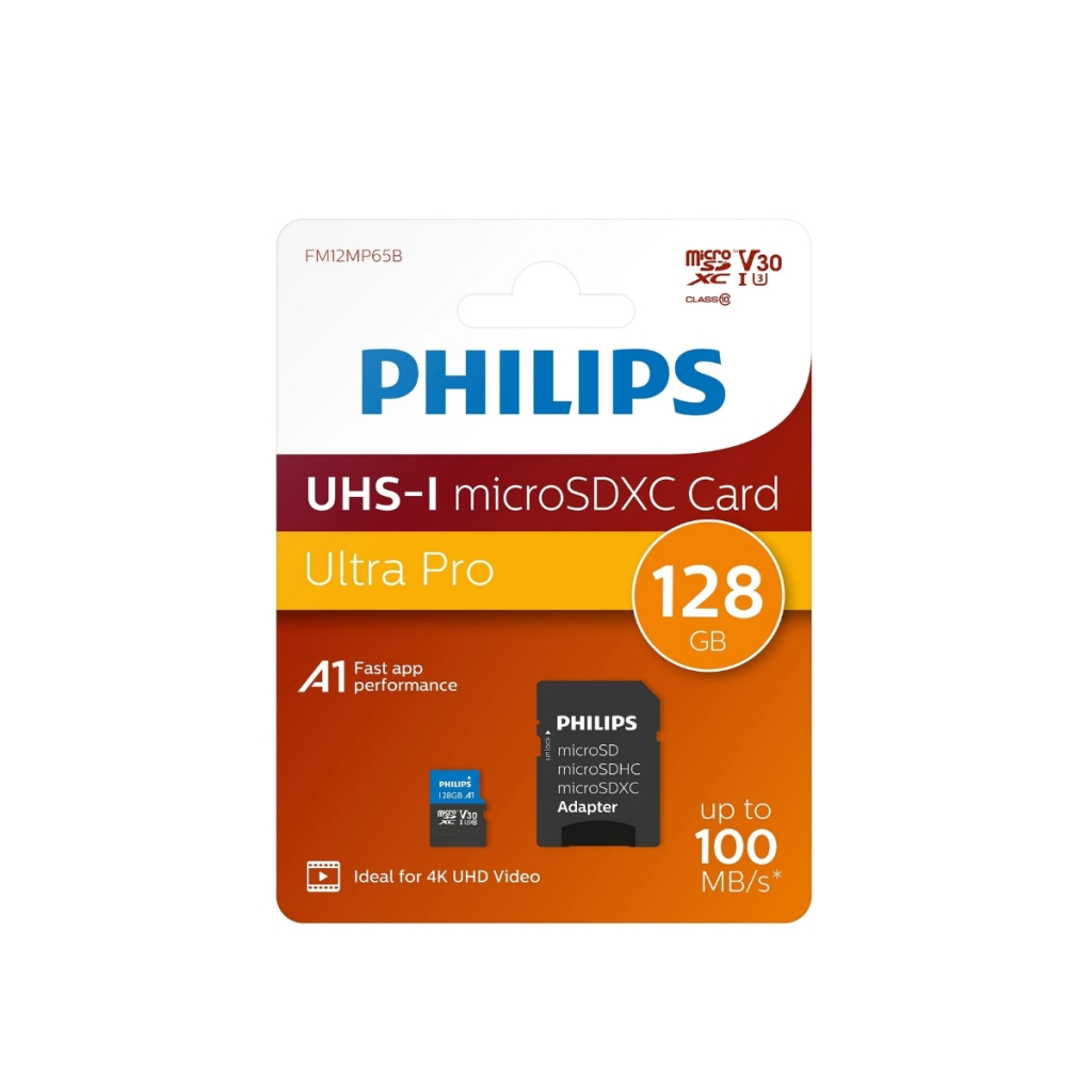 PHILIPS FM12MP65B, 128GB, SDXC, UHS-I, V30, Class10, MicroSD Kart Bellek (SD Adaptorlu)