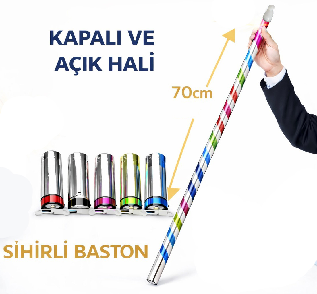 Sihirli Acilir Baston – Mendilden Bastona Ilizyon Oyunu (70 cm)