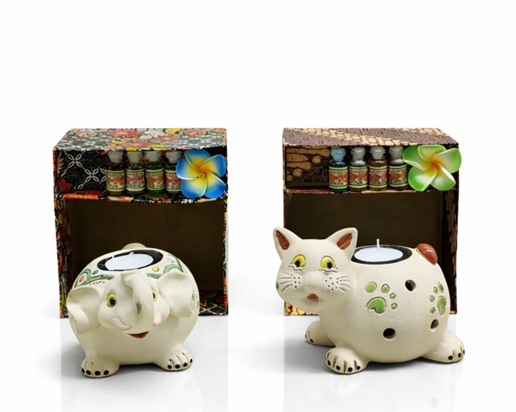 Seramik Buda Bustu Buhurdanlik Seti