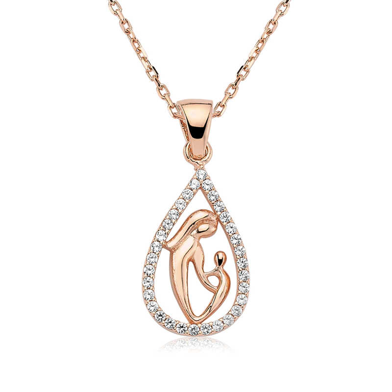 925 Ayar Gumus Damla Anne Cocuk Kolyesi