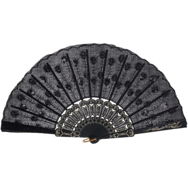 Pullu Yelpaze Siyah 12 Adet