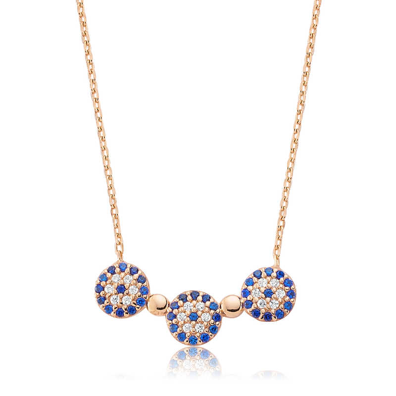 925 Ayar Gumus Nazarli Kadin Gumus Kolye