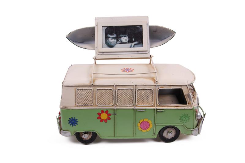 Dekoratif Metal Minibus Cerceveli ve Kumbarali Hediyelik