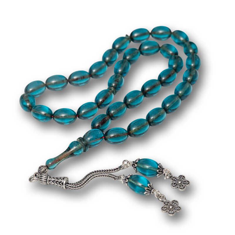 Gumus Puskullu Ates Kehribar Tesbih