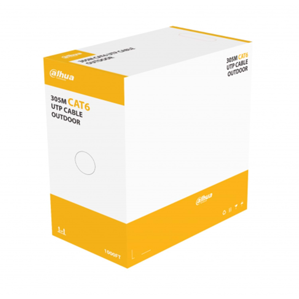 DAHUA DH-PFM920-6UN, CAT6 305m, 24AWG 0.53mm, UTP, %100 Bakir, OutDoor, Polietilen, Kablo, Siyah Renk