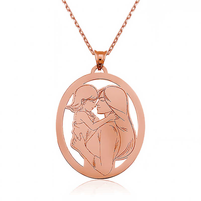 925 Ayar ​Gumus Anne Kiz Gumus Kolye