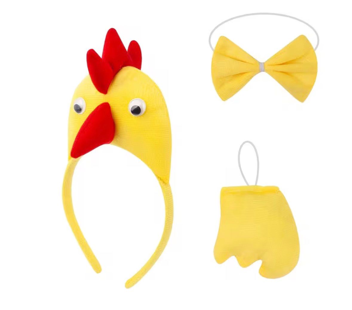 Cocuk Horoz Tavuk Kostum Seti 3 Parca (Tac + Papyon + Kuyruk)