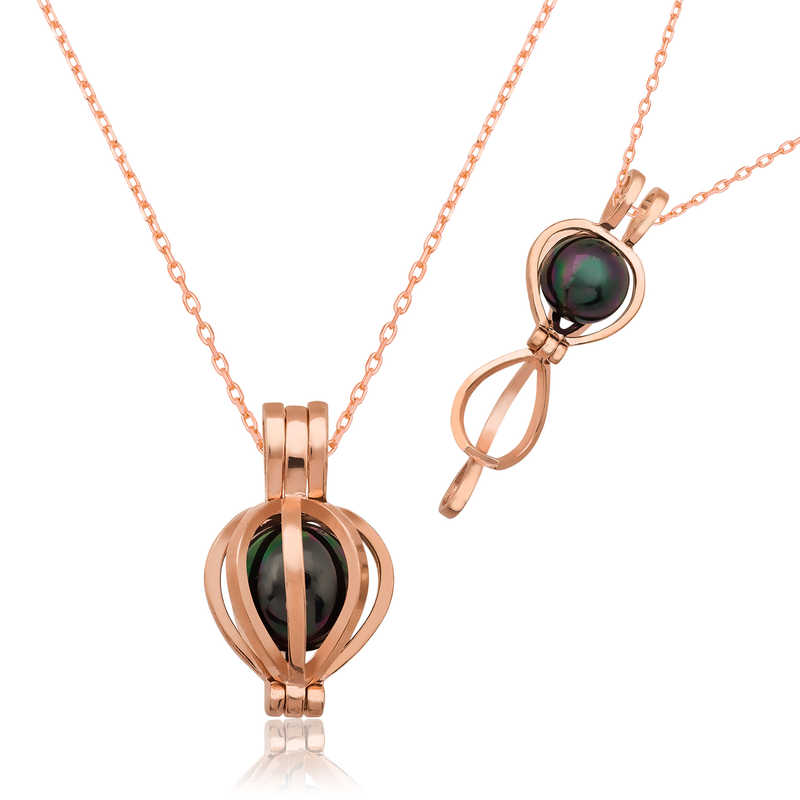 925 Ayar Gumus Siyah Inci Kadin Gumus Kolye