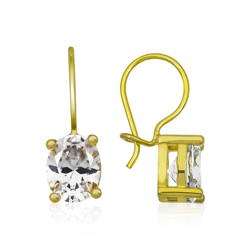 ​925 Ayar Gumus Gold Sallantili Oval Damla Kupe