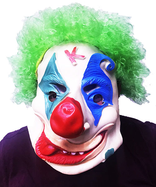 Parti Aksesuar Yesil Renk Afro Bonus Peruklu Palyaco Lateks Et Maske