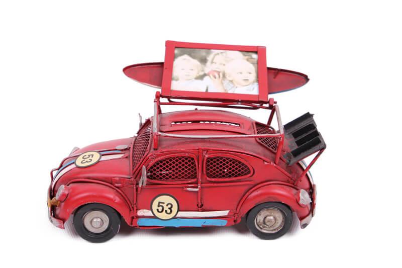 Dekoratif Metal Araba Cerceveli ve Kumbarali Hediyelik