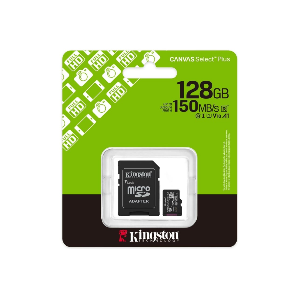 KINGSTON SDCS3/128GB, Canvas Select Plus Gen3 A1, 100Mb/s, MicroSD Kart Bellek (SD Adaptorlu)