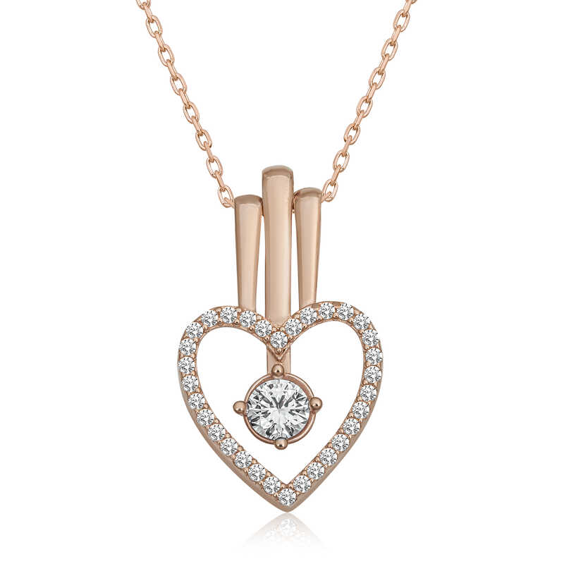 925 Ayar Gumus Kalpli Tek Tas Kadin Gumus Kolye