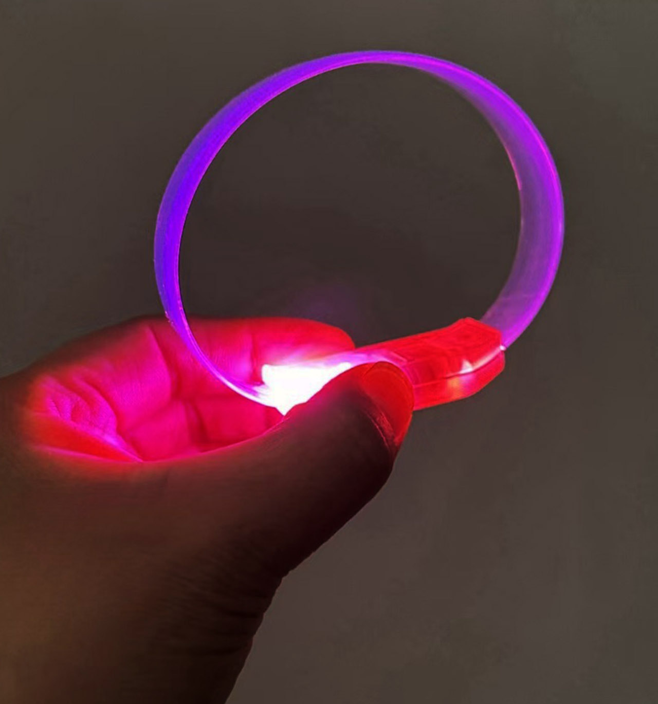 3 Modlu Pilli LED Isikli Esnek Parti Bilekligi Pembe