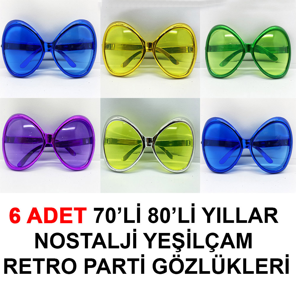 70li 80li Yillar Nostalji Yesilcam Retro Parti Gozlukleri 6 Adet